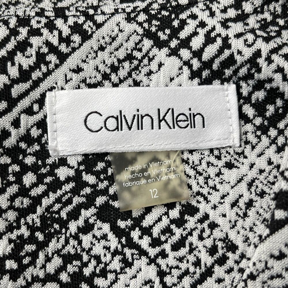 Calvin Klein Women’s Sheath Dress Size 12 Black White Short Sleeve Zip Back - Picture 9 of 10
